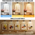thumbnail image 3 of 3 Pack Recargable Luz para cuadros, LED Iluminación de Pared con control remoto,6500K/4000K/3000K, Ajustable en brillo y temporizador, Iluminación de Apliques para Galería (Negro), 3 of 10