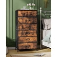thumbnail image 2 of Vertical Dresser Storage Tower - Sturdy Steel Frame, Wood Top, Easy Pull Fabric Bins, Handles - Organizer Unit for Bedroom, Hallway, Entryway, Closets - 7 Drawers (Rustic Brown), 2 of 16