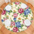 thumbnail image 2 of Round Fitted Tablecloth with Elastic Edges Fits 45"-52" Round Tables Pioneer Colorful Floral Waterproof Table Cover Washable Indoor and Outdoor for Party Kitchen Dinner Banquet Patio Picnic, 2 of 7