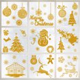 thumbnail image 5 of Juego de 2 pegatinas navideñas silenciosas con aspersiones doradas, pegatinas eléctricas para ventanas, decoraciones navideñas de cristal, pegatinas de pared con polvo dorado, 5 of 5