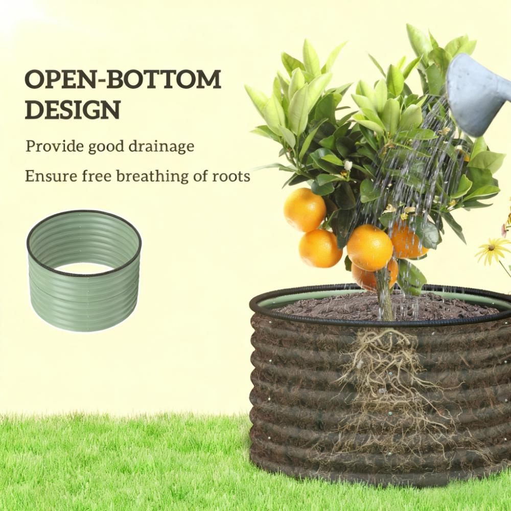 Set of 2 Raised Garden Bed, Metal Planter Box with Safety Edging