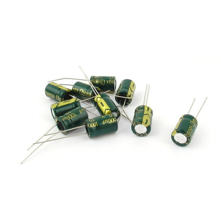 10 Pcs 10V 1000uF 105C Radial Lead Electrolytic Capacitor 8mm x 12mm