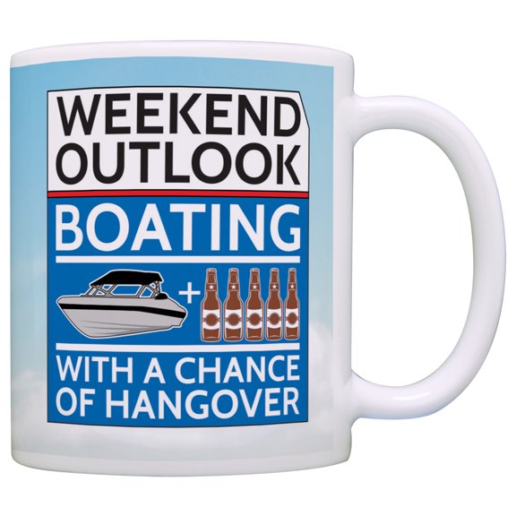 ThisWear New Boat Owners Mugs Boating with a Chance of Hangover Boaters Mug Coffee Mug Clouds