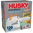 Husky Tall Kitchen White Trash Bags, 13 Gallon, 120 Bags (Expandable Drawstring, 20 PCR