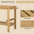 thumbnail image 5 of Outsunny Outdoor Wood Bar Cart Patio Serving Cart with Wine Holders, Natural, 5 of 9