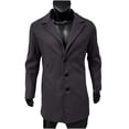 thumbnail image 4 of IROINNID Mens Mid Length Wool Blend Overcoat Notch Lapel Button Front Winter Coat Solid Color Casual Outerwear with Side Pockets for Business Commute Daily Wear, 4 of 6
