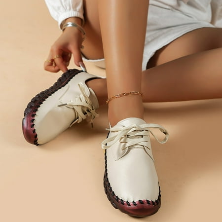 

Aayomet Crock Thongs Fashion Spring Summer Women Casual Shoes Flat Soft Sole Non Slip Lace Up Soft Comfortable Solid Color Beige 9