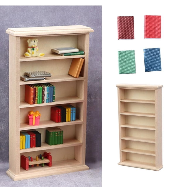 Organizador de Estantería Hecho 1:12, 6 Capas con Muebles de Minilibros Que Se Abren perfke gabinete de casa de muñecas