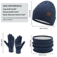 thumbnail image 2 of FZ FANTASTIC ZONE Womens Mens Winter Beanie Hats Scarf Touchscreen Gloves Set Warm Chenille Fleece Lined Skull Caps Neck Warmer Gifts for Women Men Navyblue, 2 of 5