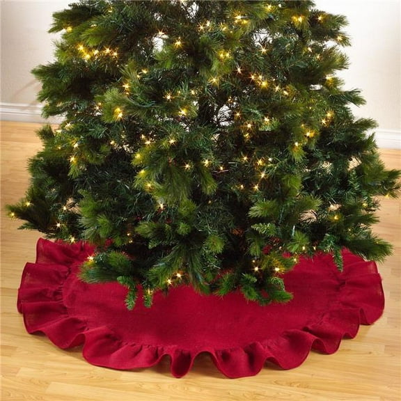 Saro Lifestyle 9613.R84R 84 in. Jute Christmas Round Tree Skirt, Red