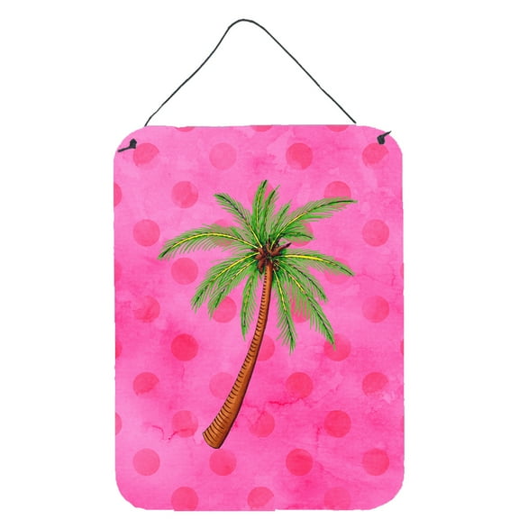 Carolines Treasures BB8169DS1216 Palm Tree Pink Polkadot Wall or Door Hanging Prints Pink 12x16 multicolor