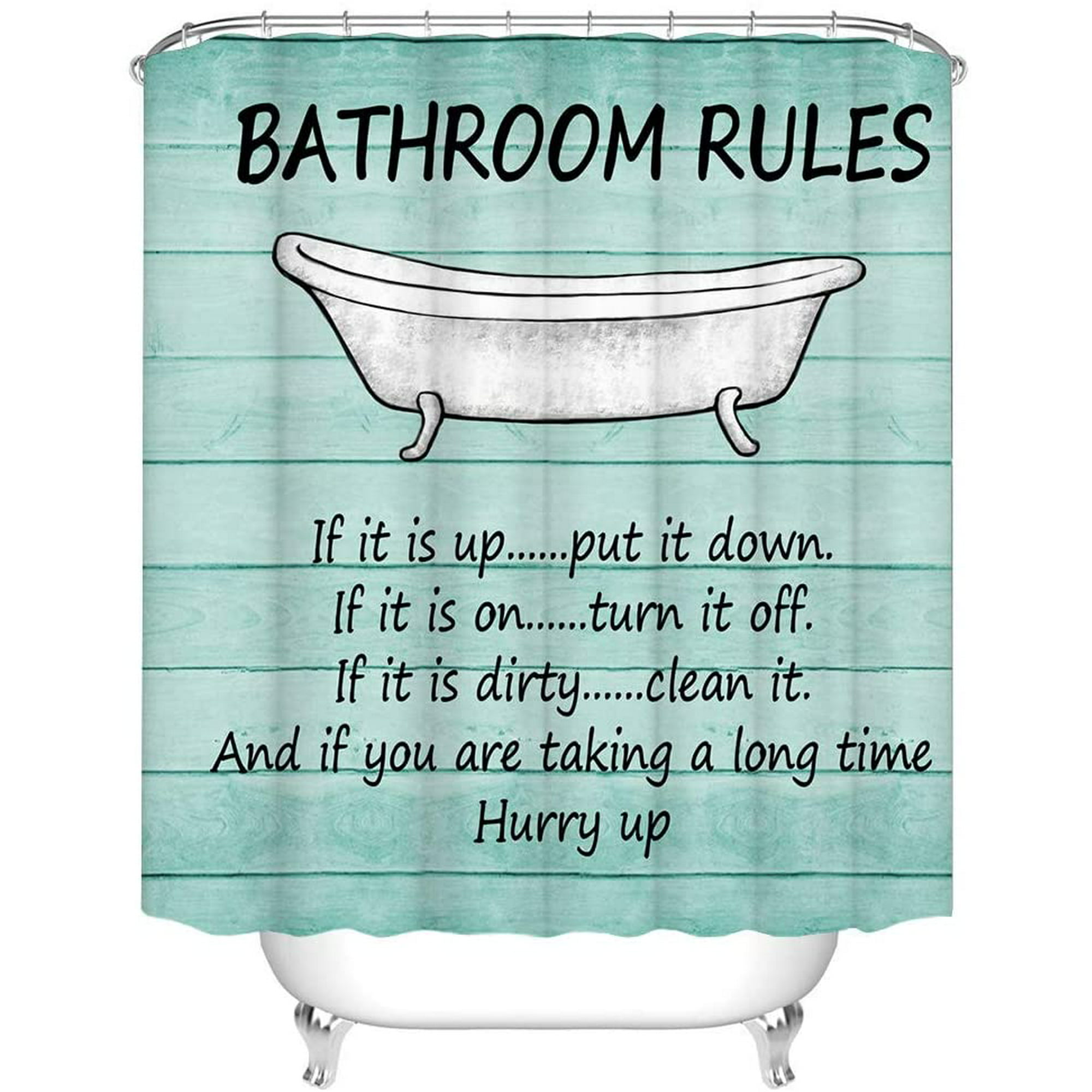 Teal Quote Shower Curtain Funny Words Bathroom Rule Shower Curtains Vintage  Waterproof Polyester Fabric Bathtub Curtain with Hooks 72x72 Inches |  Walmart Canada