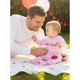 thumbnail image 4 of BemeyourBBs Newborn Baby Boy Girl Valentines Day Outfits Striped Plaid Romper Long Sleeve Crew Neck Heart Letters Embroidery Jumpsuit Cute Fall Winter Spring Clothes, 4 of 9