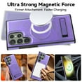 thumbnail image 3 of Magnetic for Galaxy S22 Ultra Premium PU Leather Case,Built-in Invisible Stand [Compatible with Magsafe] Protective Slim Kickstand Phone Cover Compatible with Samsung Galaxy S22 Ultra, Purple, 3 of 9