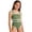Green-F, variant on MuXiKeJi Clothes Girls Tankini Swimsuit Solid Ruched Side Square Neck Top with Tropical Printed Shorts 2 Piece Girls Bathing Suits