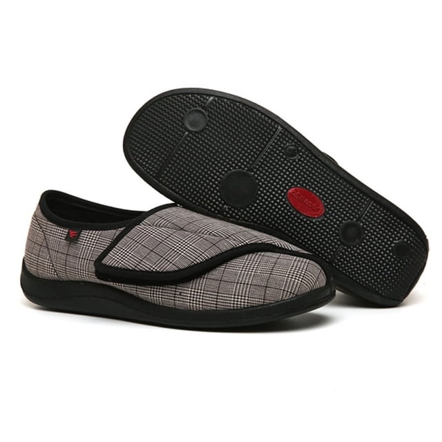 Zapatos de cuidado de primavera y otoño Zapatos anchos ajustables a cuadros británicos Pie de azúcar Grasa Pie ancho Deformación Desgaste