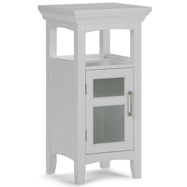 Simpli Home Avington Wood 29" Bathroom Storage Cabinet in Pure White