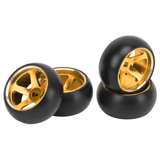 RC Car Tires And Rims, 4Pcs 1/28 Scale RC Car Tires And Rims For K989 Red,Blue,Gold,