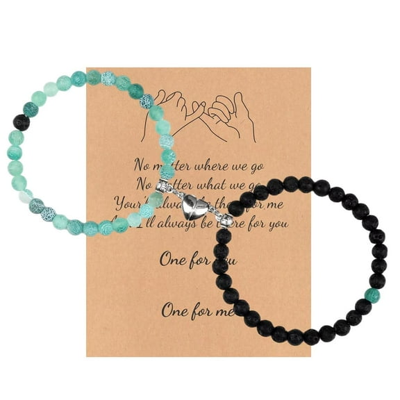 2 PCS Magnetic Bracelets for Couples Love Bracelets,Distance Healing Braceletsm Matching Heart Bracelet for Lover Him & Her Boyfriend Girlfriend Valentine's Day Gifts