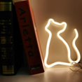 thumbnail image 5 of Letreros de neón LED con forma de gato, luces de neón de gato blanco cálido, lámpara de pared, decoración de dormitorio, luces de neón alimentadas por batería y USB, letreros de neón de gato, lámparas, 5 of 5
