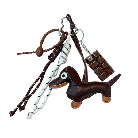 BAELLERT Dachshund Keychain Bag Pendant Faux Leather Cute Puppy Dog Charm Gifts Hanging Ornaments for Bags Handbags Wallets Retro Style Accessories