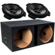 Angle View: Kenwood KFC-W2516PS 1,300W 10" Subwoofer With Oversized Cone and Qbox 10DO2V 10" Dual Vented Shared Enclosure, 2-Pack