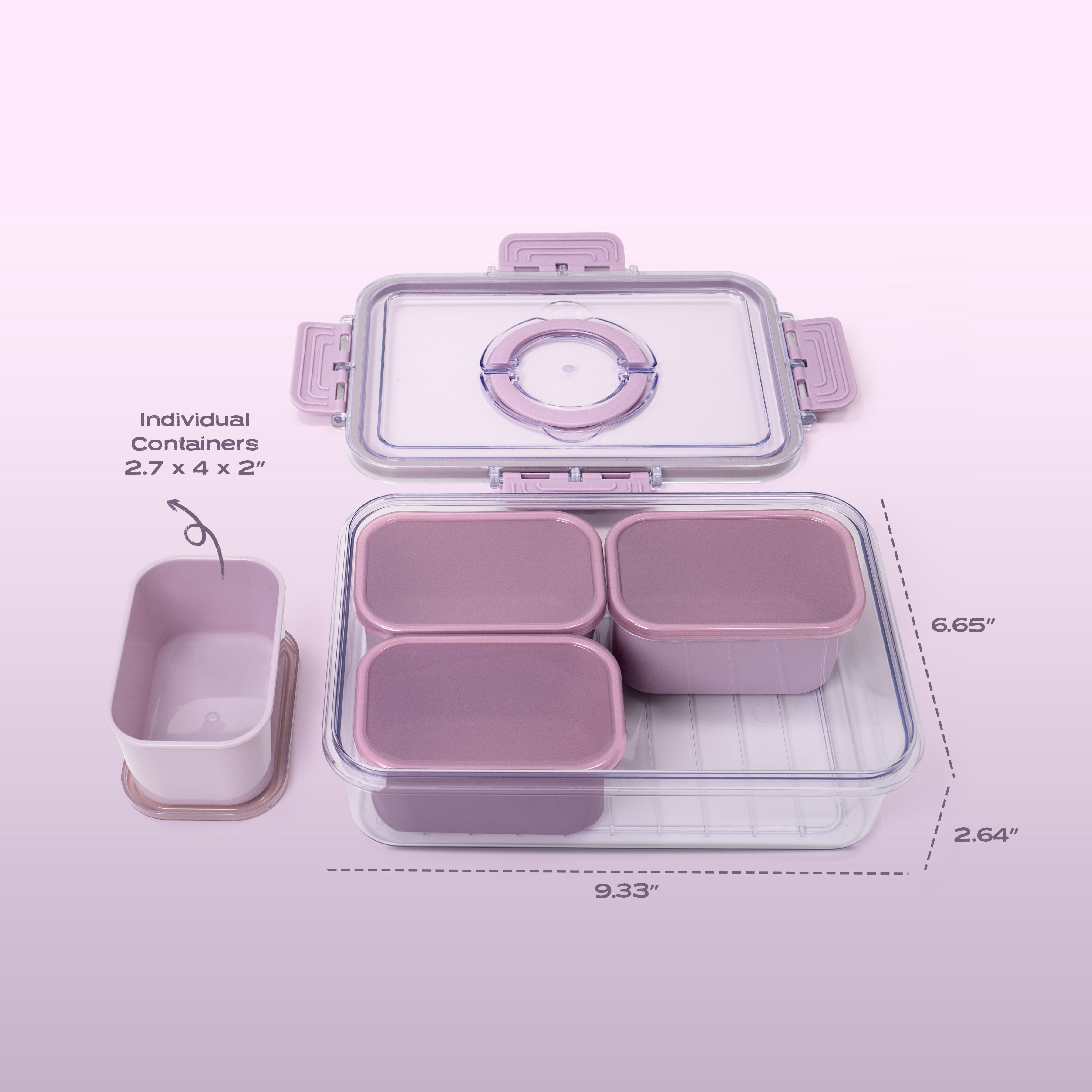 Cook with Color 4-Compartment Mini Snack Box Food Storage Carrier and Container, Charcuterie Container, Purple, Portable and Dishwasher Safe, Designed to Help with Packed Lunches and Daily Commutes