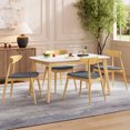 thumbnail image 4 of Harper & Bright Designs 5 Pieces Minimalist Dining Set, Rubberwood Dining Table with 4 Ergonomic Chairs Chairs for Kitchen Small Place, Natural+Grey,White Oak, 4 of 20