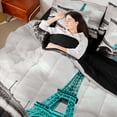 thumbnail image 4 of Feelyou Cyan Eiffel Tower Bedding Comforter Set 7 Pieces, Romantic Paris Full Bedding Set, 4 of 8