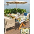 thumbnail image 5 of Outdoor Tablecloths with Umbrella Hole & Zipper, Sunflower Gnomes 60 x102 Inch Rectangle Tablecloths, Spring Farmhouse Daisy Leaf Wooden Grain Waterproof Table Cloth, Patio/Pool/Picnic Table Covers, 5 of 8