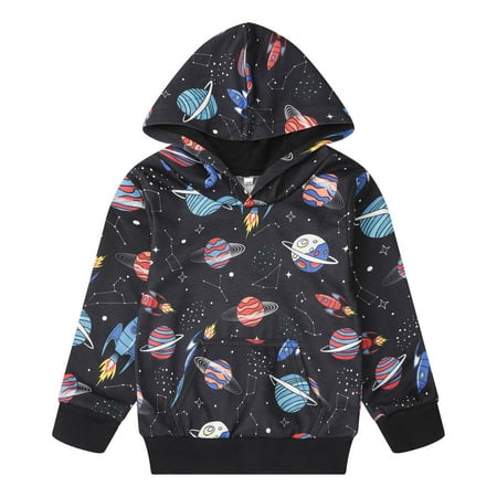 

Toddler Space Sweatshirts Casual Pullover Cotton Crewneck Hoodie Kids Winter Clothes Size 6 (planet-8140)