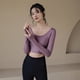 thumbnail image 1 of Ropa de yoga para mujer, otoño, invierno, deportes, manga larga, con almohadilla para el pecho, secado rápido, entrenamiento, fitness, pilates, top, 1 of 5