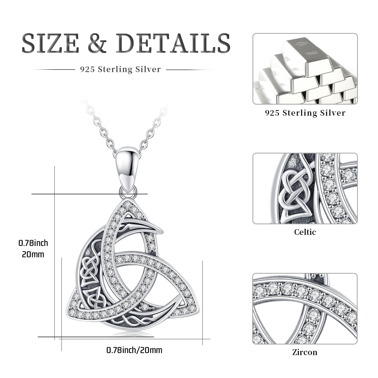 Ciondolo Nodo Celtico In Argento Sterling 925 &ndash; Unisex, Regalo, VN Jewellery