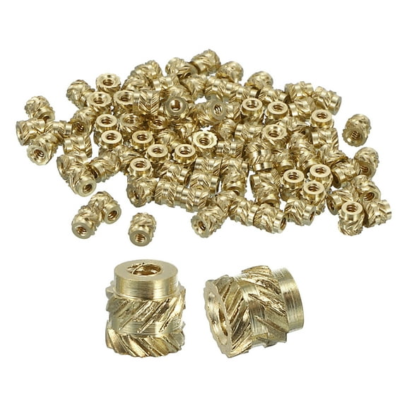 Knurled Insert Nuts, 100 Pack M1 x 2mm L x 2mm OD Brass Heat Set Insert Nuts