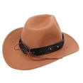 thumbnail image 3 of Stylish Curved Cowboy Hat for Parties, Durable Cowgirl Hat with Decorative Details for Cosplay, Hiking, and Leisure Activities, One Size Fits All, 3 of 4