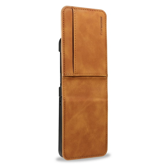 Allytech Galaxy Z Flip 6/ Galaxy Z Flip 7 FE Wallet Case, PU Leather Cards Holder Shockproof Protective Slim Fit Shell Case Cover for Samsung Galaxy Z Flip6/ Galaxy Z Flip 7 FE - Brown