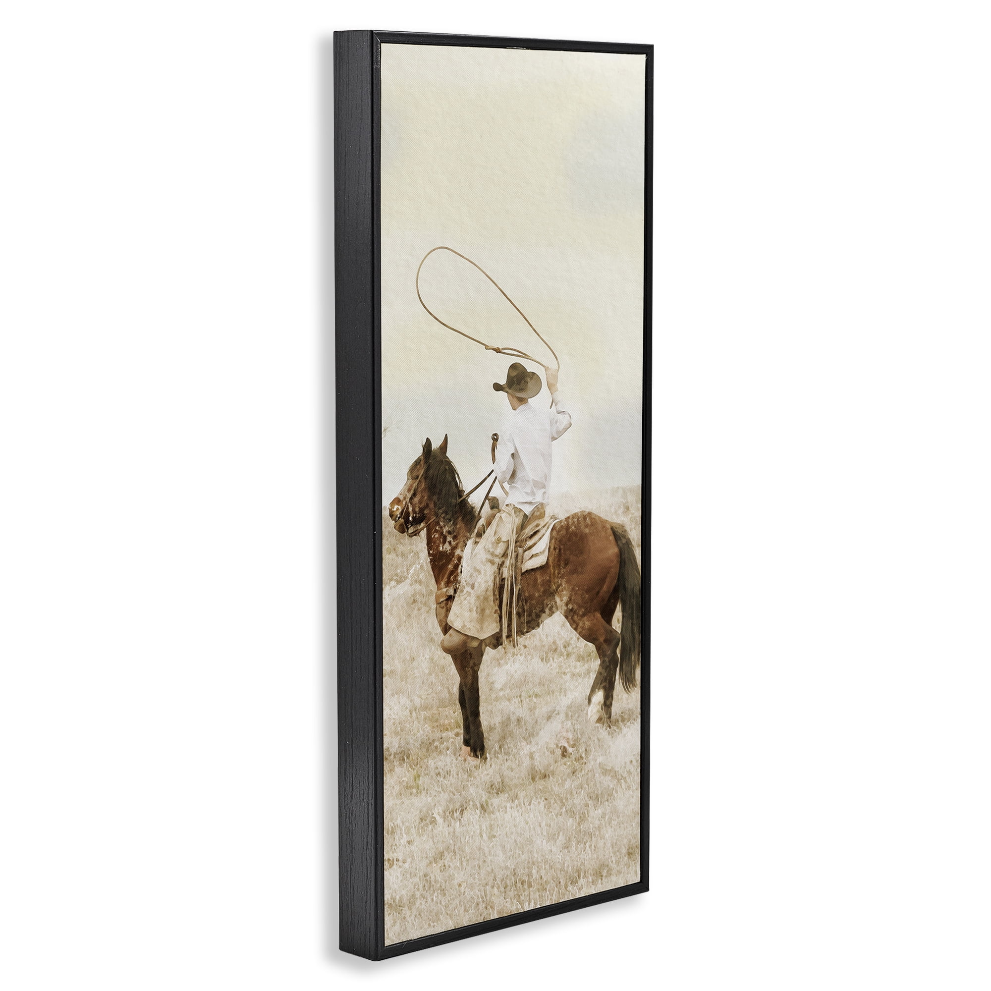 Stupell Industries Wrangling Cowboy Lasso Black Framed Giclee Art, design by Marcus Prime