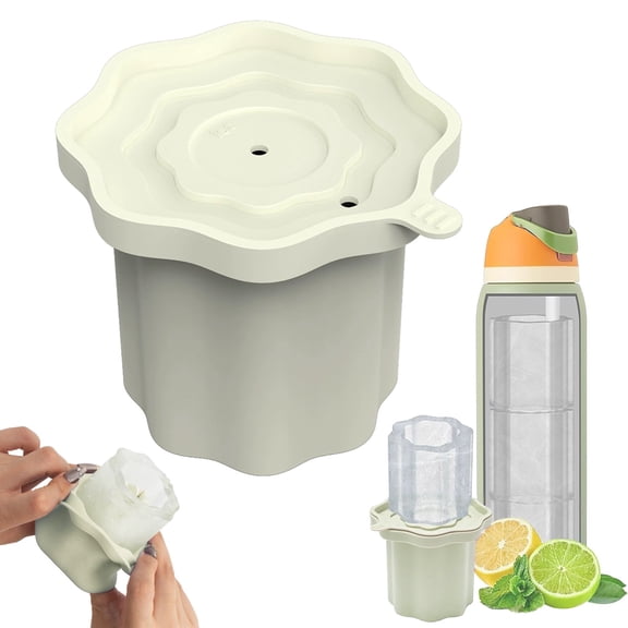 Cylinder Ice Bucket Mold Mold for 24-40Oz Water Bottles, Long Ice Block for Tumbler, Easy Release, Icebucket Maker Cup for Cof, Light Green