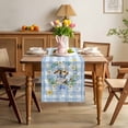 thumbnail image 3 of Easter Rabbits Table Runner 72 Inches Long for Kitchen Dining, Spring Eggs Tulips Daisy Wreath Bunny Blue Plaid Dresser Scarf Farmhouse, Dining Table Decorations for Wedding/Parties, 13 x 72 In, 3 of 8
