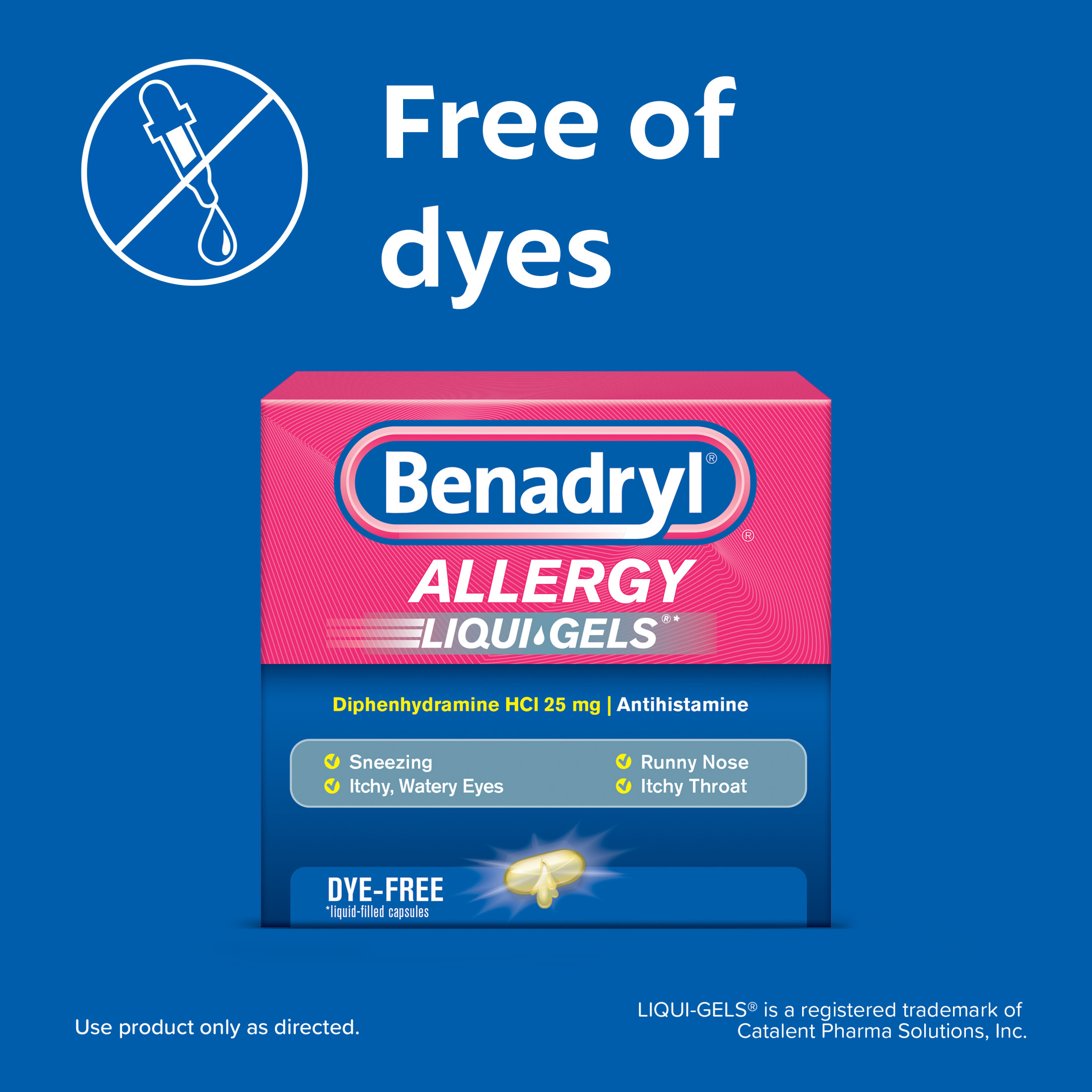 Benadryl Liqui-Gels Antihistamine Allergy Medicine, Dye Free, 24 Ct - image 3 of 7
