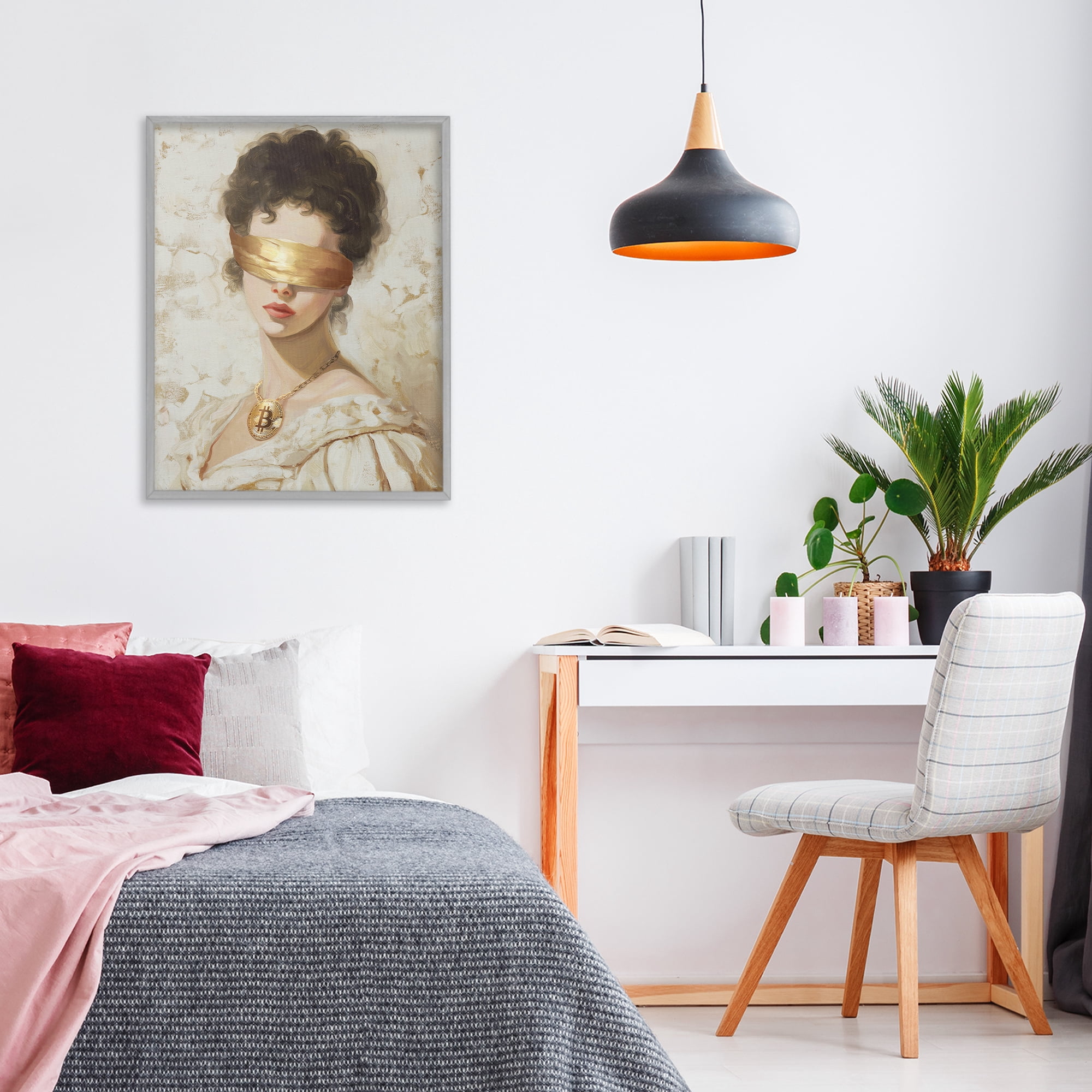Stupell Industries Crypto Veil Portrait Gray Framed Giclee Art, design by Svetlana Aleynikova