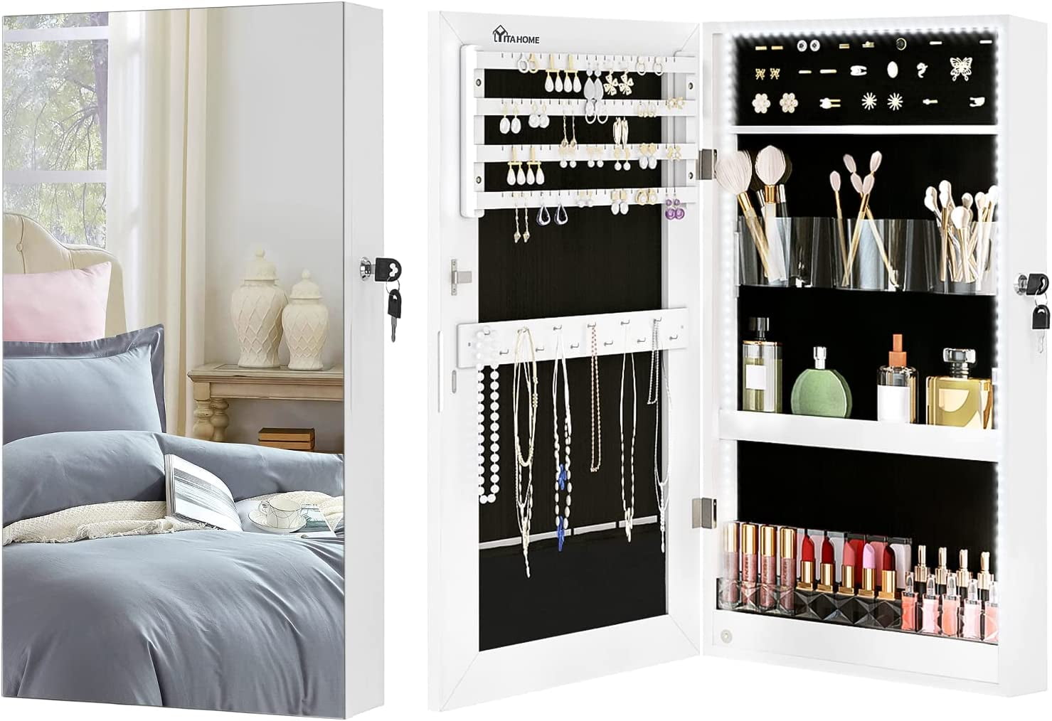 DEXTRUS LEDs Jewelry Wall Mounted/Over Door Small Jewelry