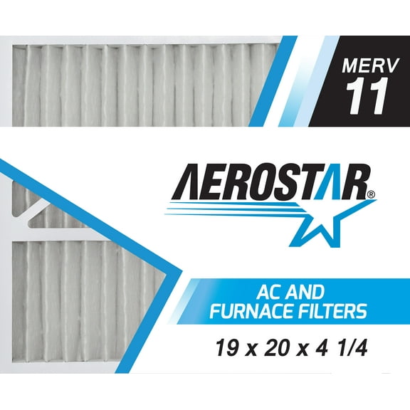 Aerostar 19x20x4 MERV 11 Pleated Air Filter, AC Furnace Air Filter, 2 Pack