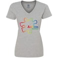 thumbnail image 3 of Inktastic Rainbow Gradient Autism Women's V-Neck T-Shirt, 3 of 5