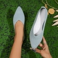 thumbnail image 4 of Dakaela Women's Ballet Flats Knit Pointy Toe Slip on Work Dress Shoes Walking Casual Loafers Blue 6, 4 of 6