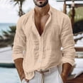 thumbnail image 2 of Men Long Sleeve Shirts Casual Solid Pockets Turndown Collar Button-Up Shirts Blouse, 2 of 9