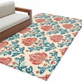 thumbnail image 2 of 3'x5' Area Rugs, Teal Red Botanical Indoor Outdoor Area Rug for Living Room Bedroom, Vintage Watercolor Flower Plant Washable Bathroom Rugs Kitchen Floor Carpet Mats Home Decor Aesthetic, 2 of 8