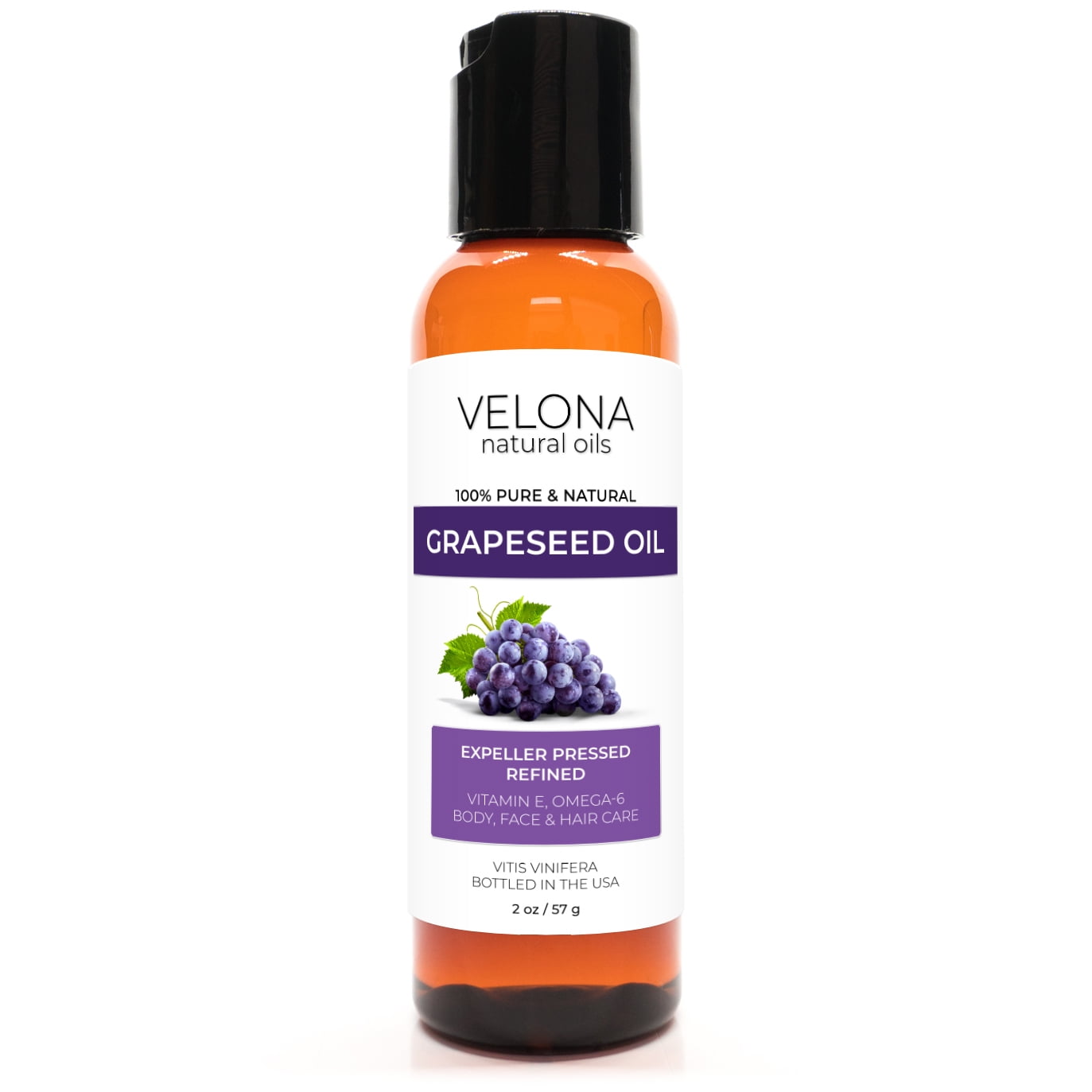 Velona Grapeseed Oil 2 oz 100 Pure and Natural Carrier Oil Refined, Cold pressed
