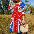 thumbnail image 4 of British Flag with Patterned Quilt Design-1 Sweetheart Knot Flared Dress Fashion Design Large Size Loose Dress Spring Summer Women Dress, 4 of 9
