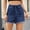 Dark Blue, variant on Fnooota Women's Denim Shorts, Elastic Waist Drawstring Summer Stretch Jean Shorts with Pockets Blue Size S-2XL